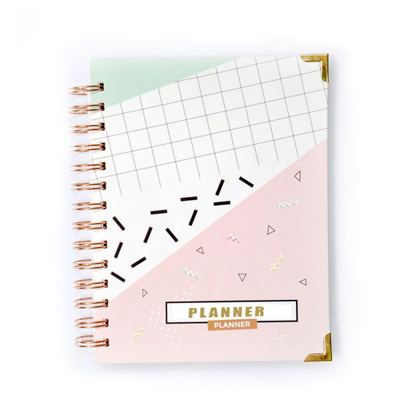 Caderno de agenda espiral rosa A5 personalizado