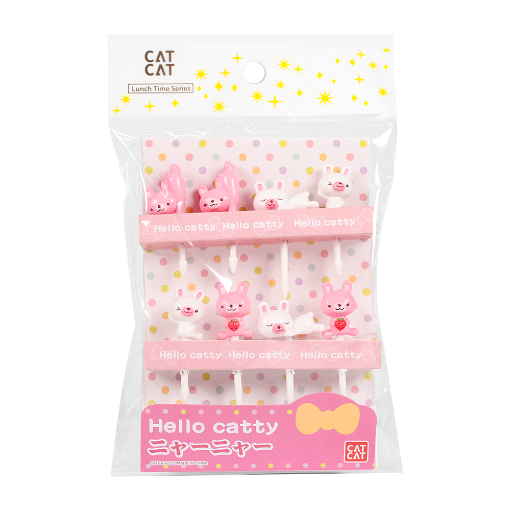 Pink Rabbit Cute Food Cake Dessert Fruit Mini Pick Kit for Bento