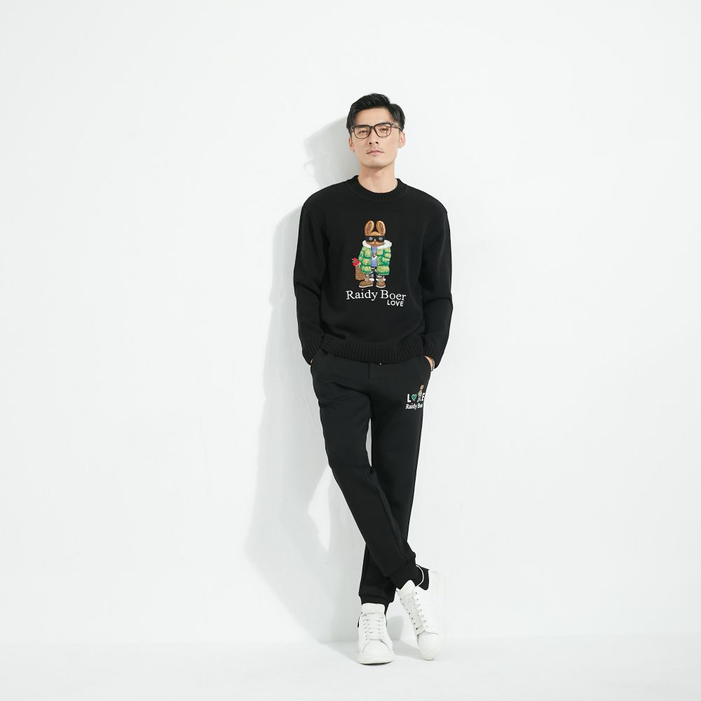 Logo custom autumn winter unisex sweater pullover crew neck men with embroidery pattern