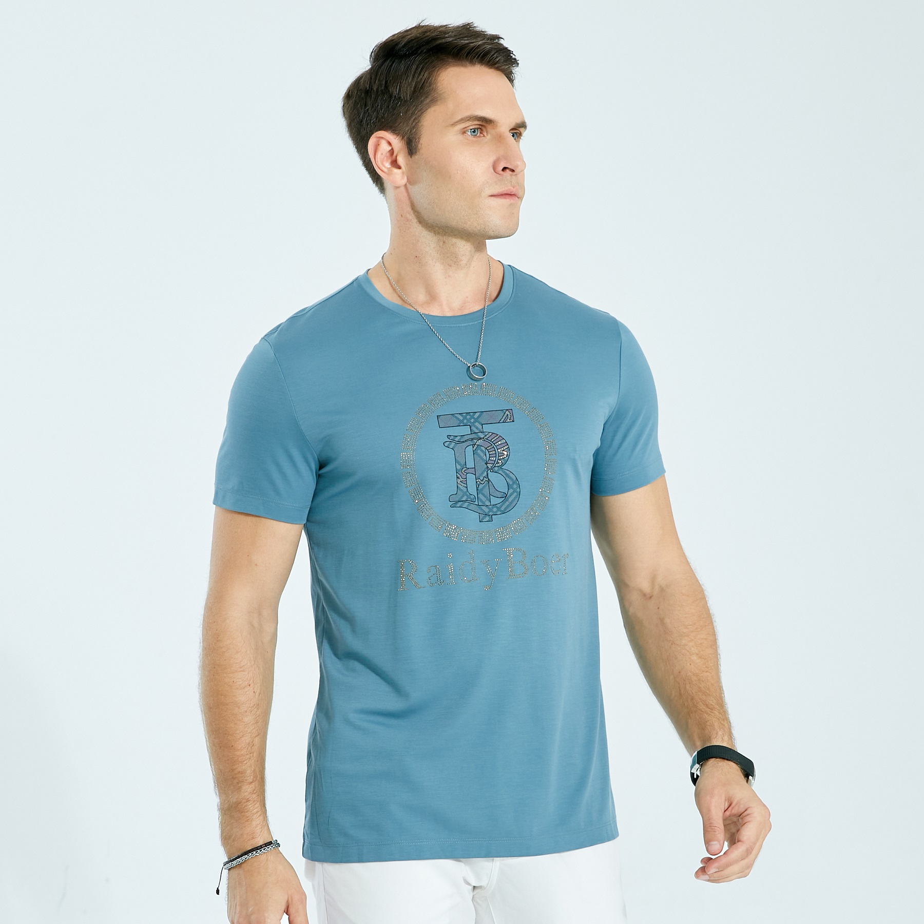 Penjualan Langsung Pabrik Kaus Lengan Pendek Kualitas Tinggi Kaus Leher Bulat Kaus Pria 100% Katun