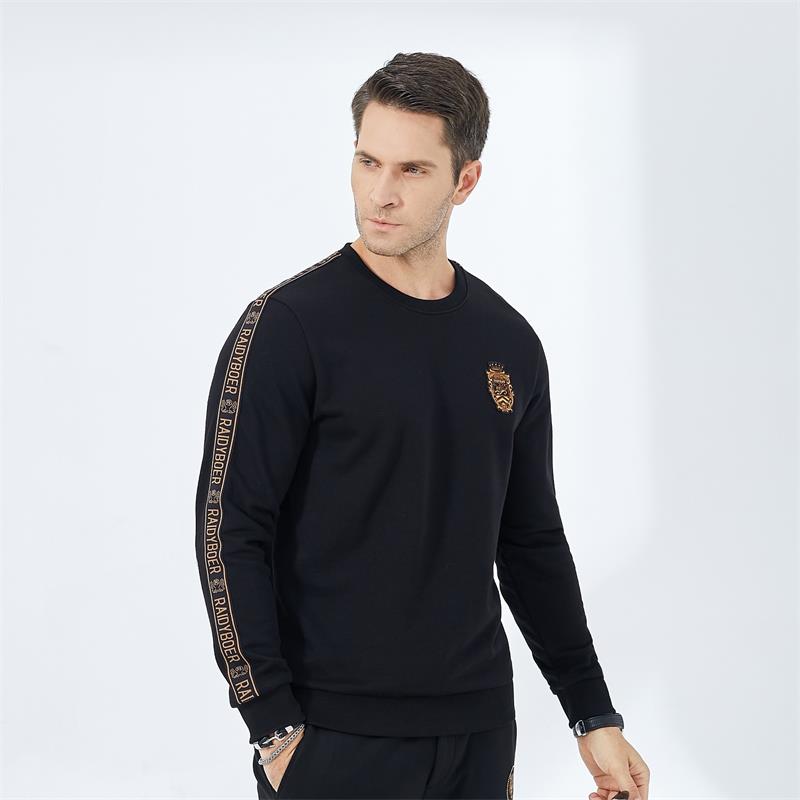 Sweatshirt aus reiner Baumwolle mit Jacquard-Logo am Ärmel