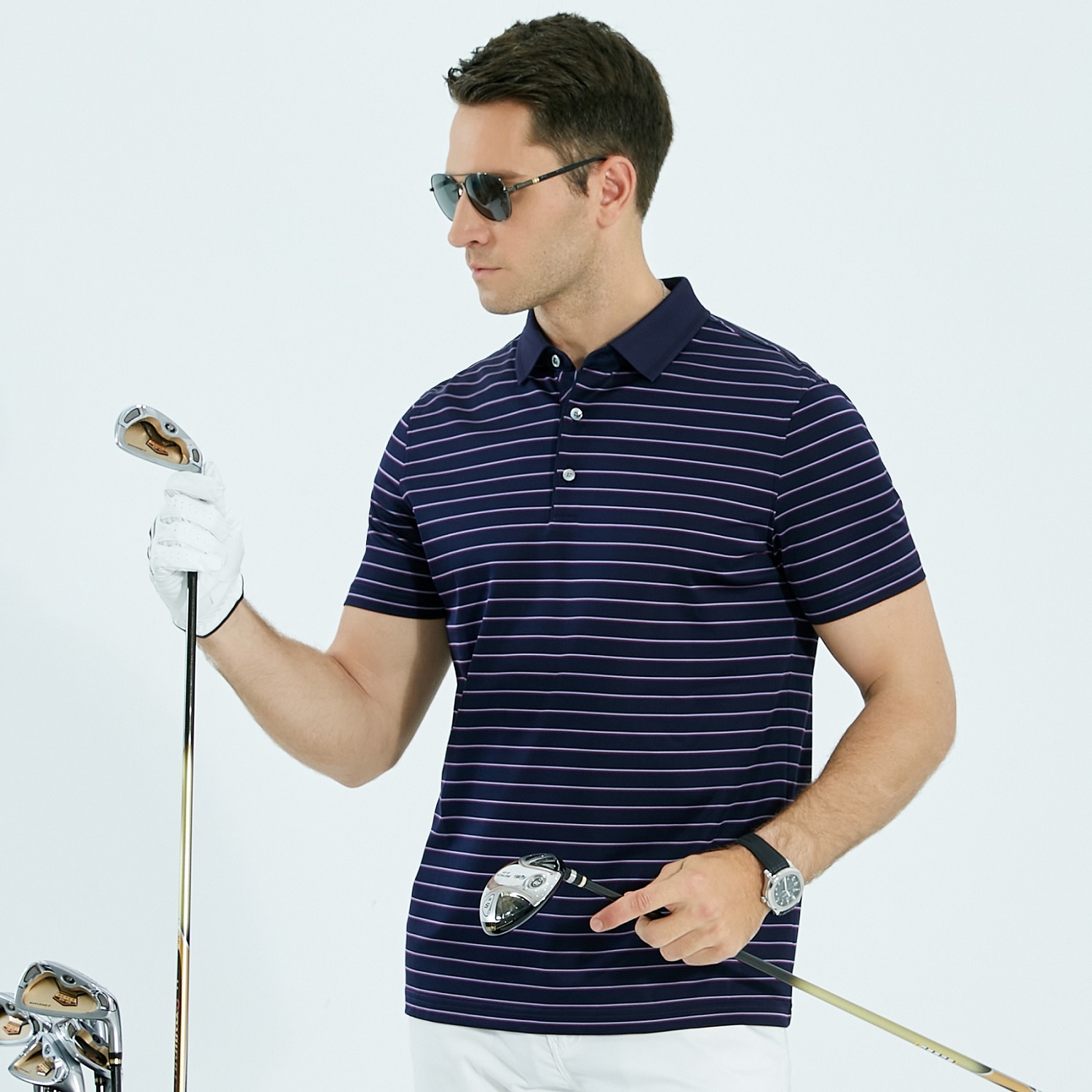 Hochwertiges Polo-T-Shirt aus Baumwolle und Seide, Golf-Poloshirt für Herren