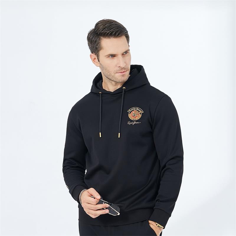 Zwarte regular-fit hoodies met geborduurd logo