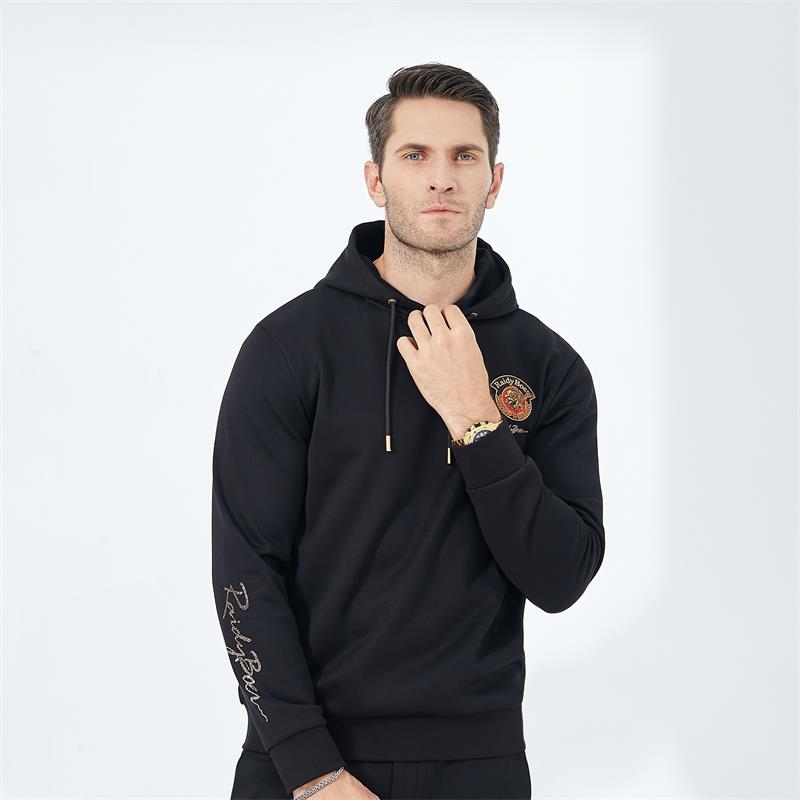 Reş Regular Fit Hoodies with Embroide...
