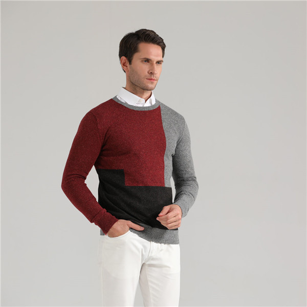 Color block soft Knitted Long Sleeve Pullover Sweaters