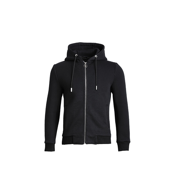 Yüksek kaliteli fermuarlı yeni tasarım erkek siyah kapüşonlu özel pamuklu ceket