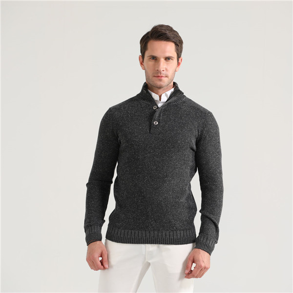 Sweter męski w jednolitym kolorze, zapinany na guziki