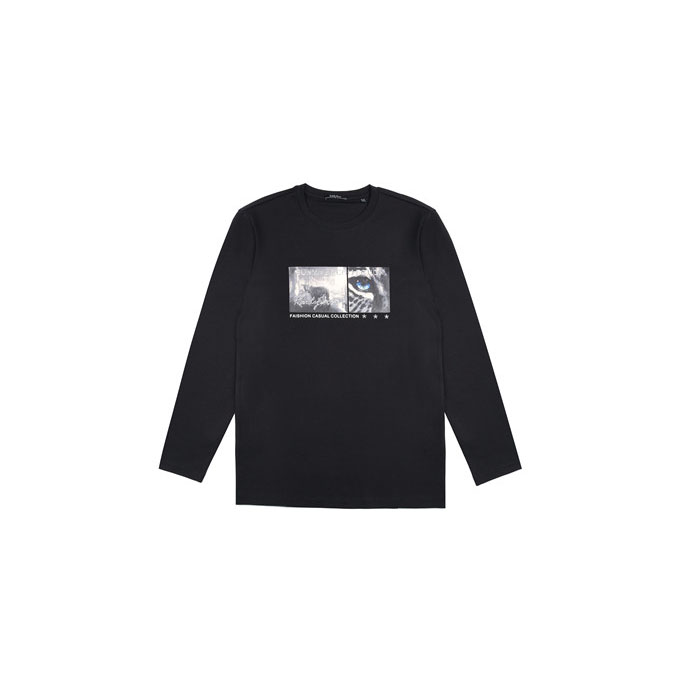 Sweatshirt van katoenmix met lange mouwen, oversized print en warme boring