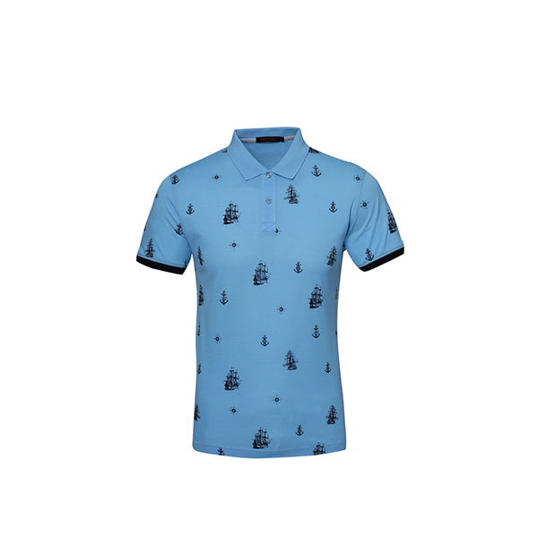 Men's Polo Printed Short Spring And Summer Casual Button Short-sleeved Shirt