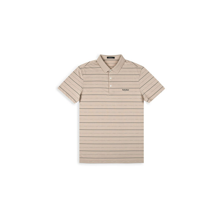 Men's Short-Sleeve Golf Stripe Polo Shirts Cotton Blend Pique Regular-fit T-Shirts