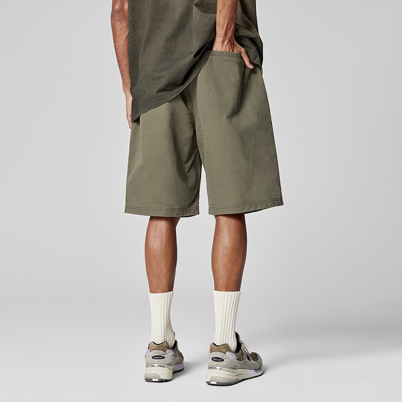 Cotton Weave Vintage Military Green Shorts (4)ibe