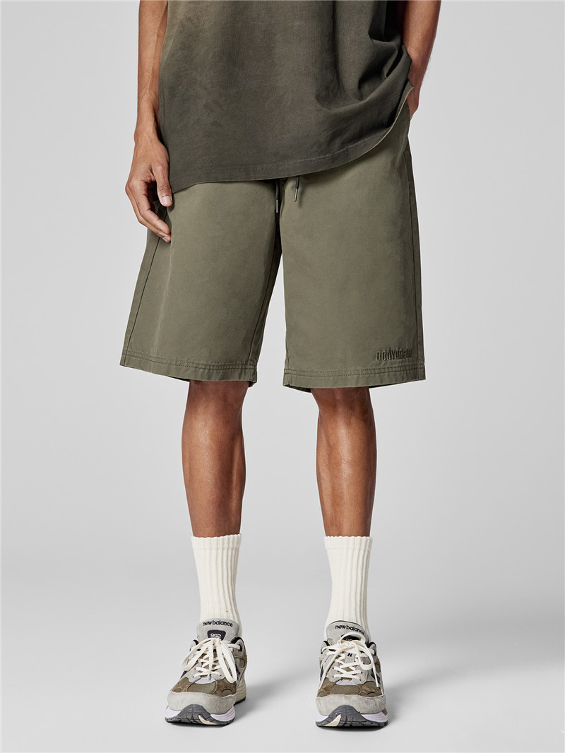 Cotton Weave Vintage Military Green Shorts