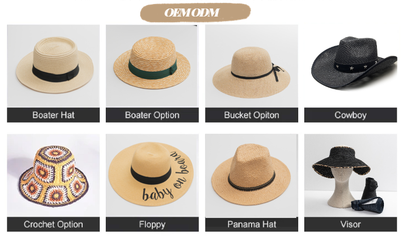Različite vrste slamnatih šešira