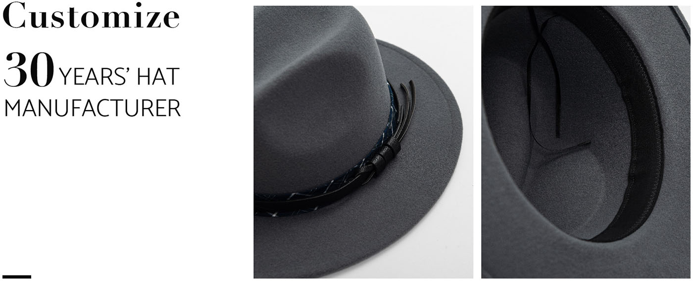 Panama Fedora Felt Hat Vendor with Custom Belts (2)czh