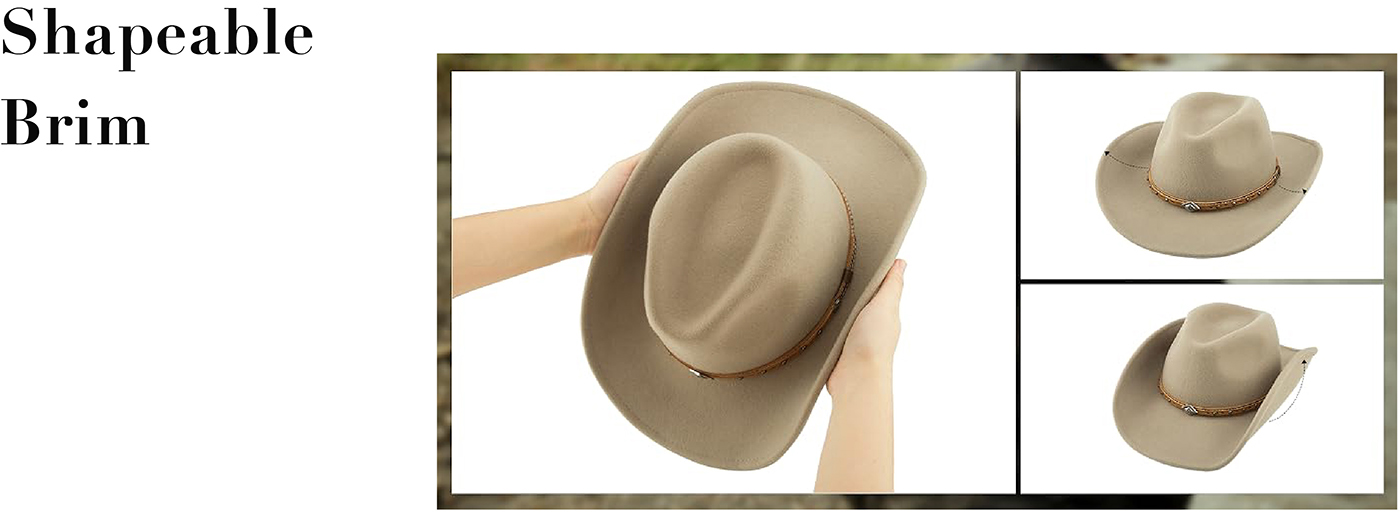 CUSTOM LOGO Lattice Cowboy Cowgirl Felt Hat (3)bta
