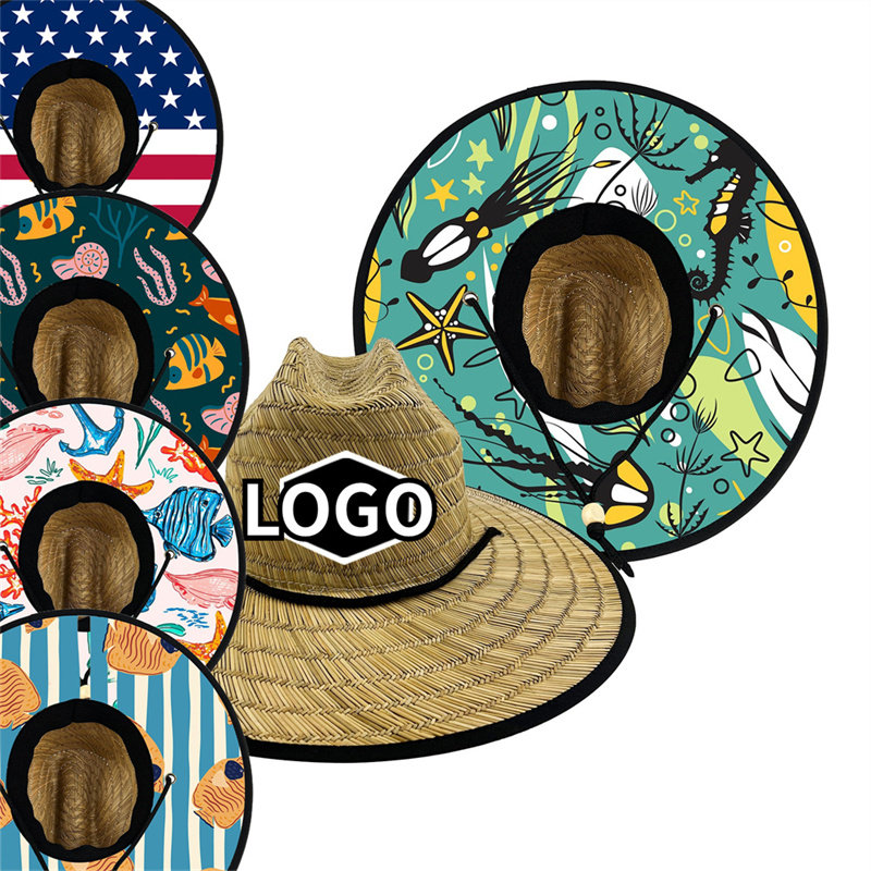 Fornitore di cappelli di paglia da bagnino da spiaggia per uomo con logo personalizzato Oem Odm