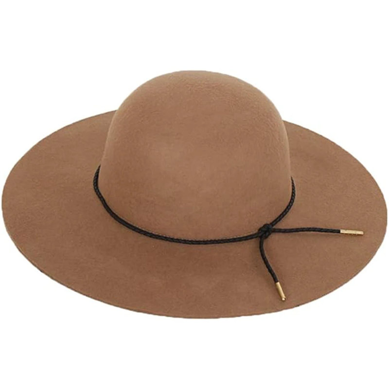Dostosowane wielowymiarowe damskie szerokie rondo Retro melonik regulowane wełniane dyskietki kapelusze filcowe Fedora kapelusz z klamrą paska