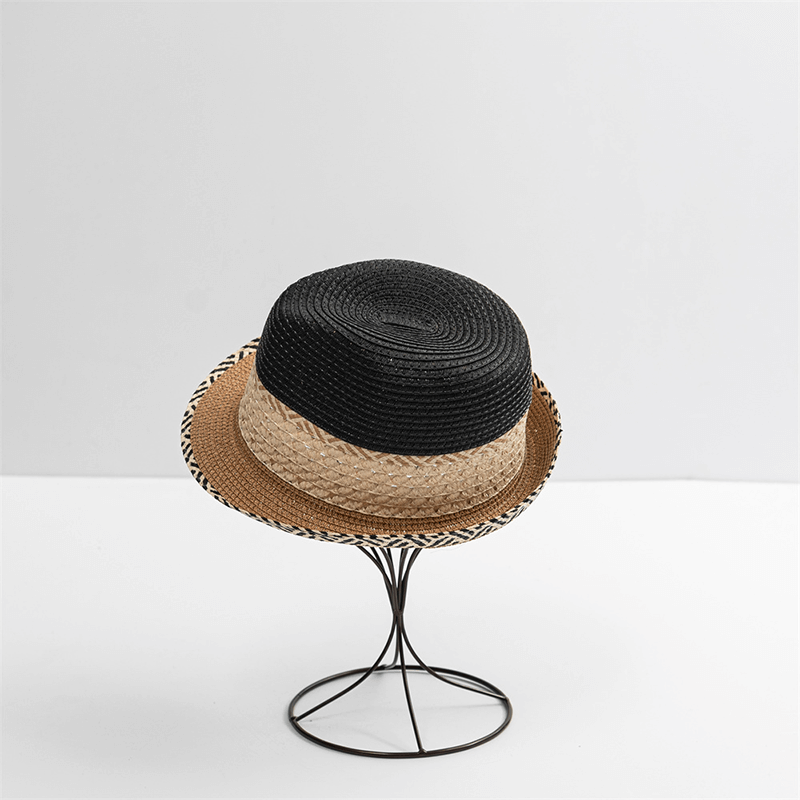 도매 신사 재즈 짧은 챙 여름 해변 태양 모자 여성 남성 밀짚 Trilby 페도라 모자 사용자 정의 로고