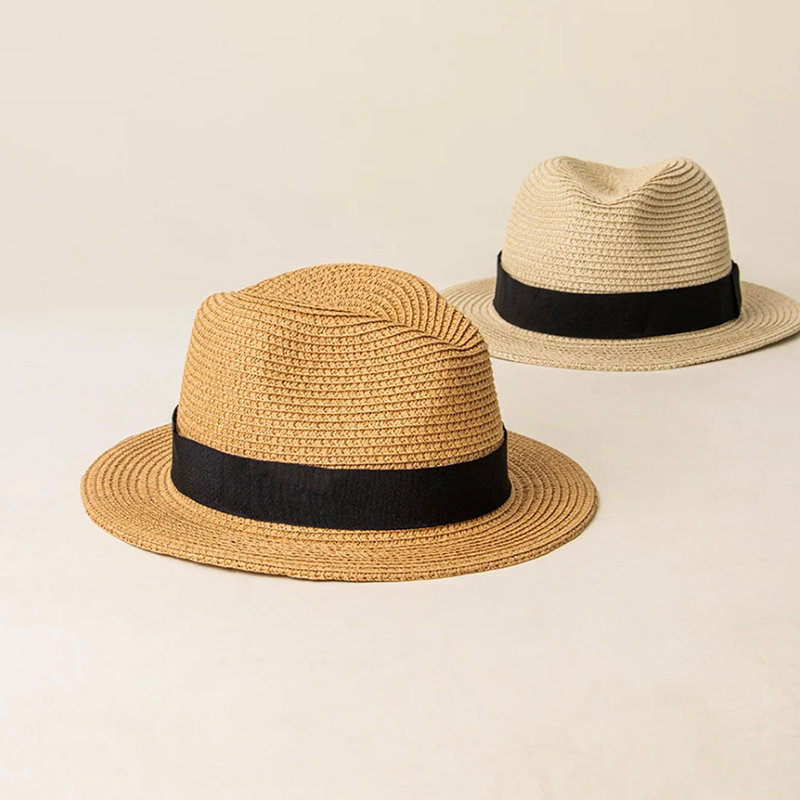 Produttore di cappelli di paglia panama fedora di carta estiva fatti a mano per giovani a tesa corta di alta qualità per uomo donna