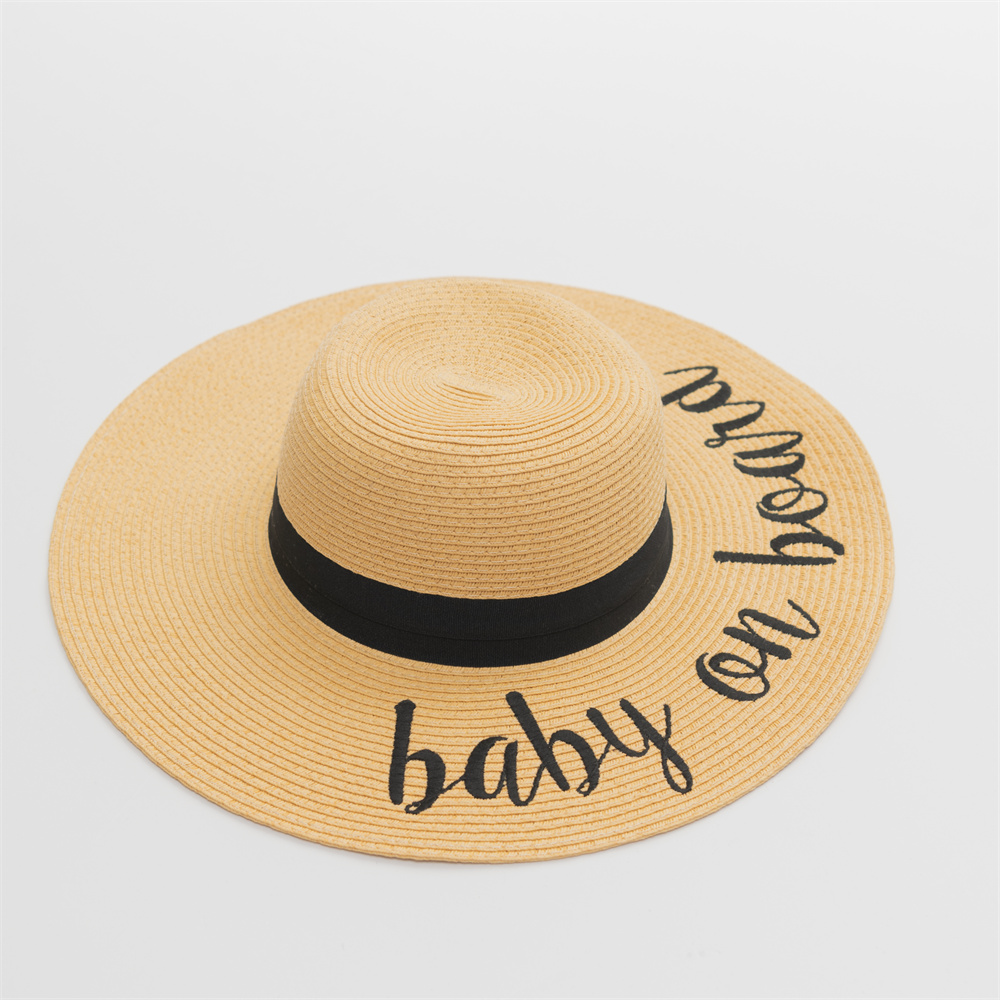 Topi Matahari Wanita Perlindungan UV Topi Pantai Pinggiran Lebar Topi Jerami Roll-Up Lipat Floppy Pabrik untuk Wanita