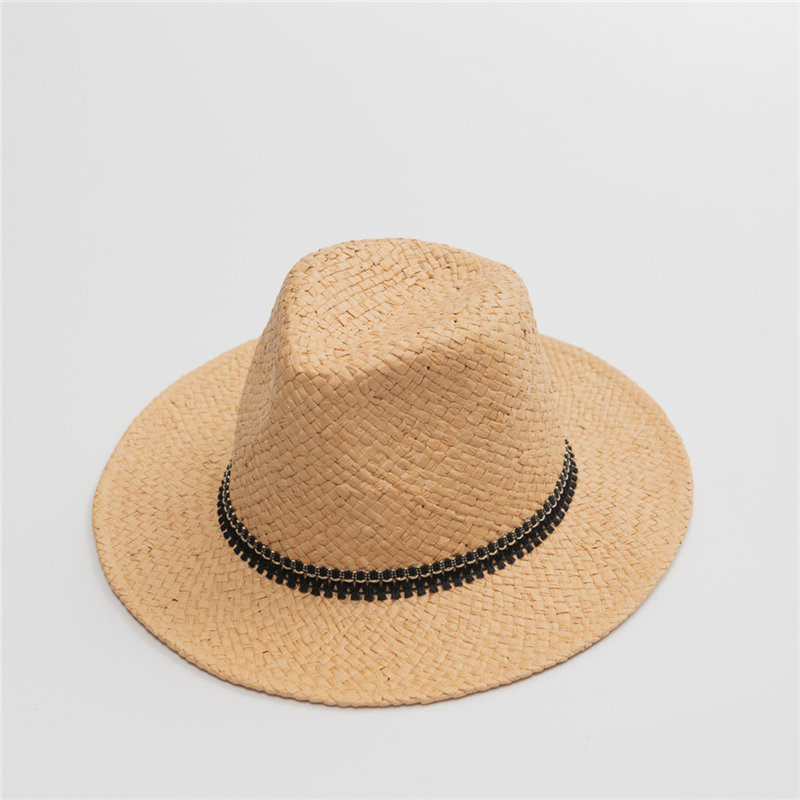 Benutzerdefinierte heißer Verkauf Super Qualität Sommer natürliche imitierte Bast Lala Sommer Panama Stroh Fedora Hut