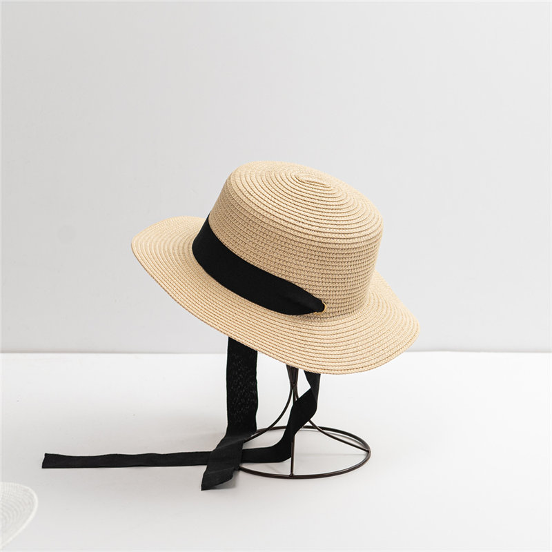 Cappello a bombetta piatta estiva Cappello di paglia Panama da spiaggia Cappelli di paglia estivi da donna