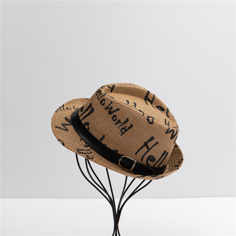 OEM de moda barato de ala corta marrón hombres verano Sun Paper-Cloth integrado Trilby Fedora Top proveedor de sombrero de paja