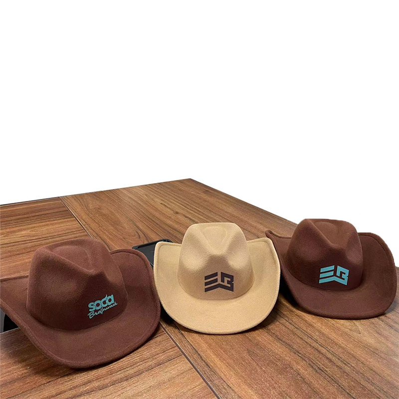 Fábrica de sombreros de fieltro de vaquero de lana sintética de jazz occidental, promocional, de alta calidad, BARATO personalizado, Forma-capaz
