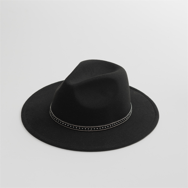 OEM ODM Poliester/katun Faux Wool Panama Fedora Felt Hat dengan Hiasan Unik