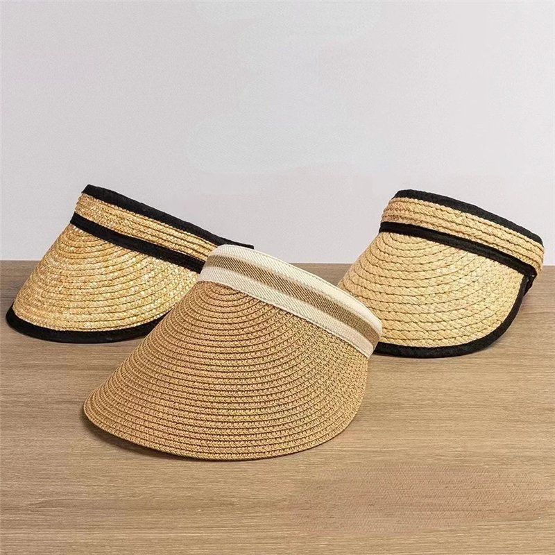 Várias fibras de trigo ráfia papel verão sol praia aba larga palha viseira chapéu boné fornecedor