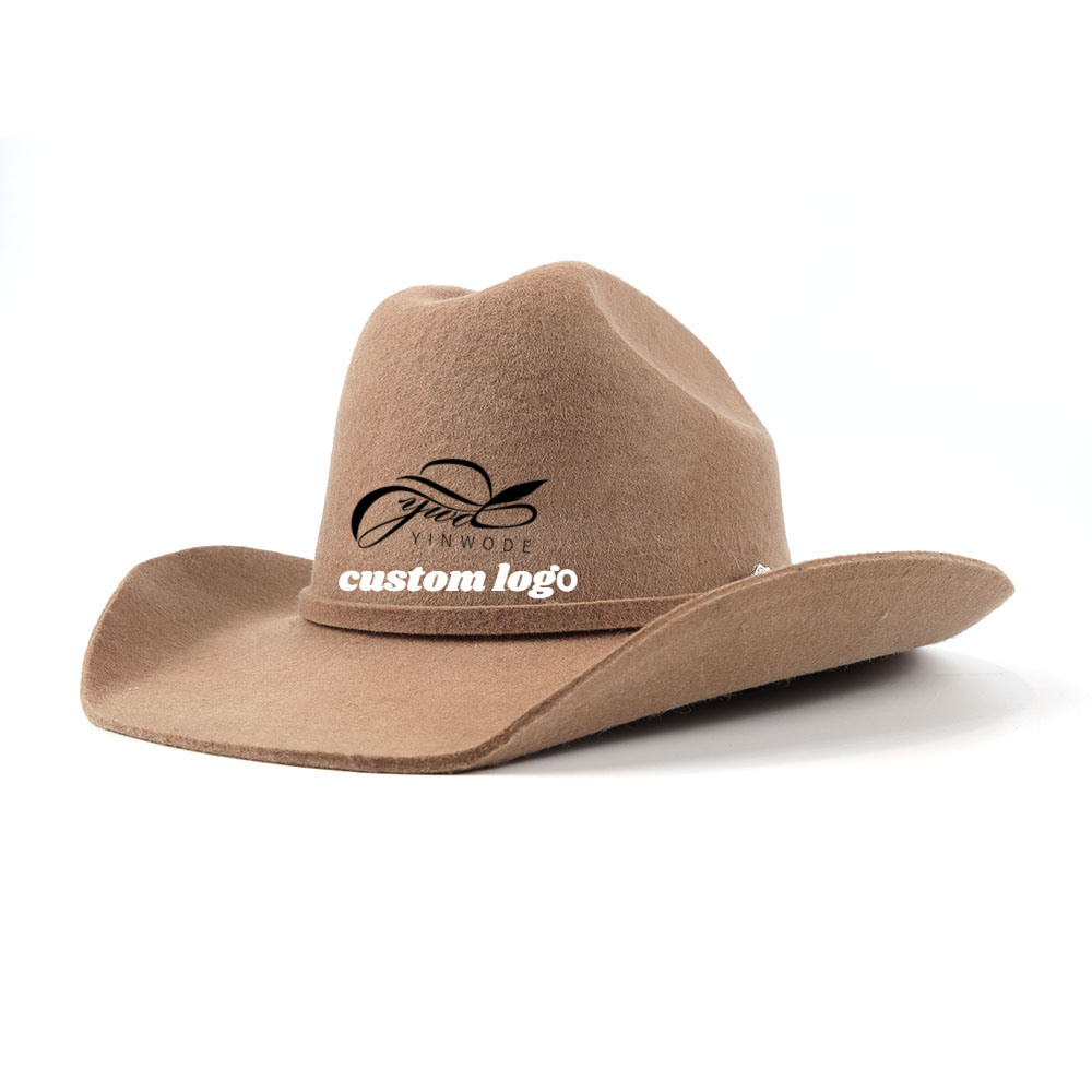 ÖZEL LOGO 100 Saf Yün Batı Caz Fedora Keçe Pro Kovboy Kovboy Kız Şapkası