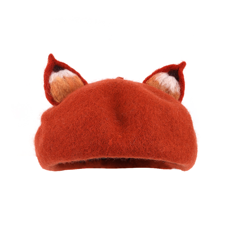 Berretto berretto per adulti di alta qualità con orecchie di volpe in lana 100% adorabile