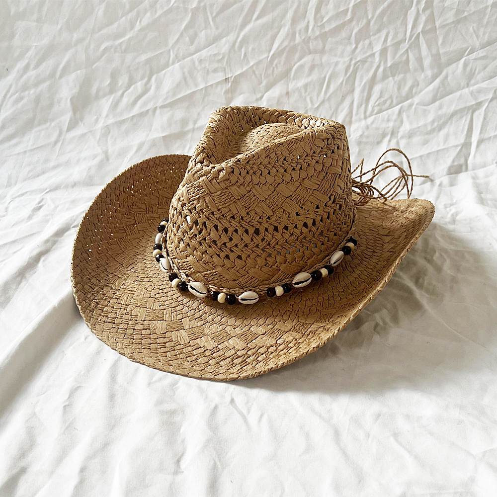 MUESTRA GRATUITA LALA Proveedor de sombreros de vaquero de paja de papel estilo occidental Jazz