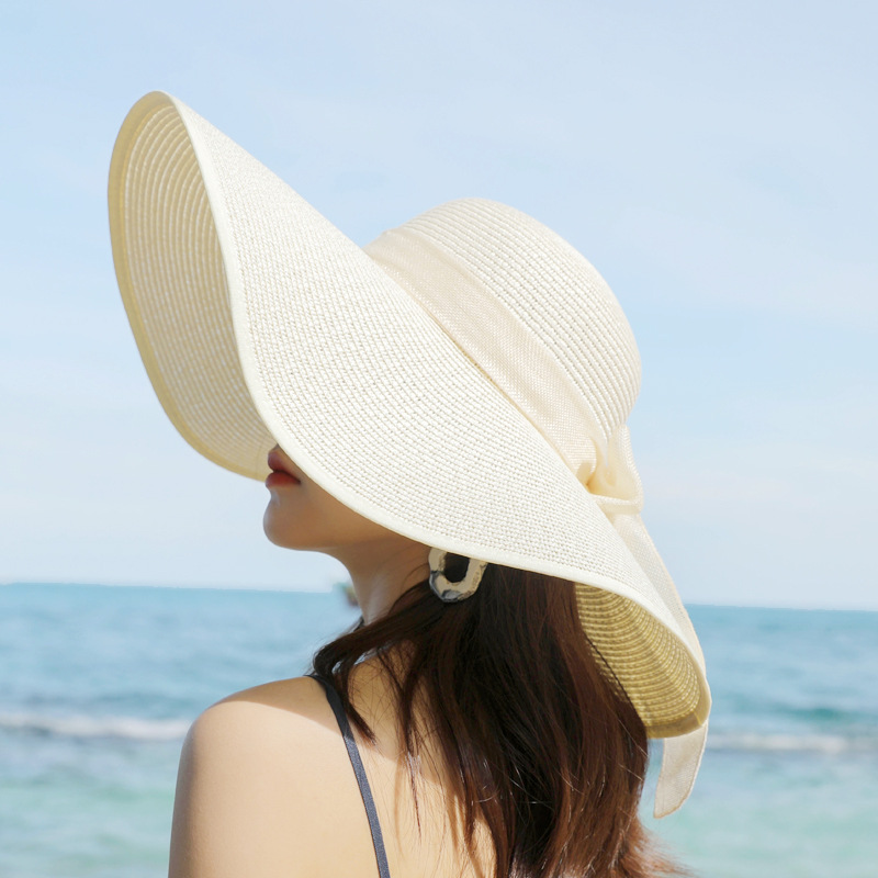 Woman Ladies Beach Sun Floppy Wide Brim Paper Straw Hat Supplier