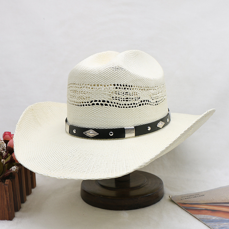 Custom Logo Men Women Wide Brim Unisex Summer Sombreros De Paja Western Jazz Woven Cowboy Cowgirl Straw Sun Hat For Men