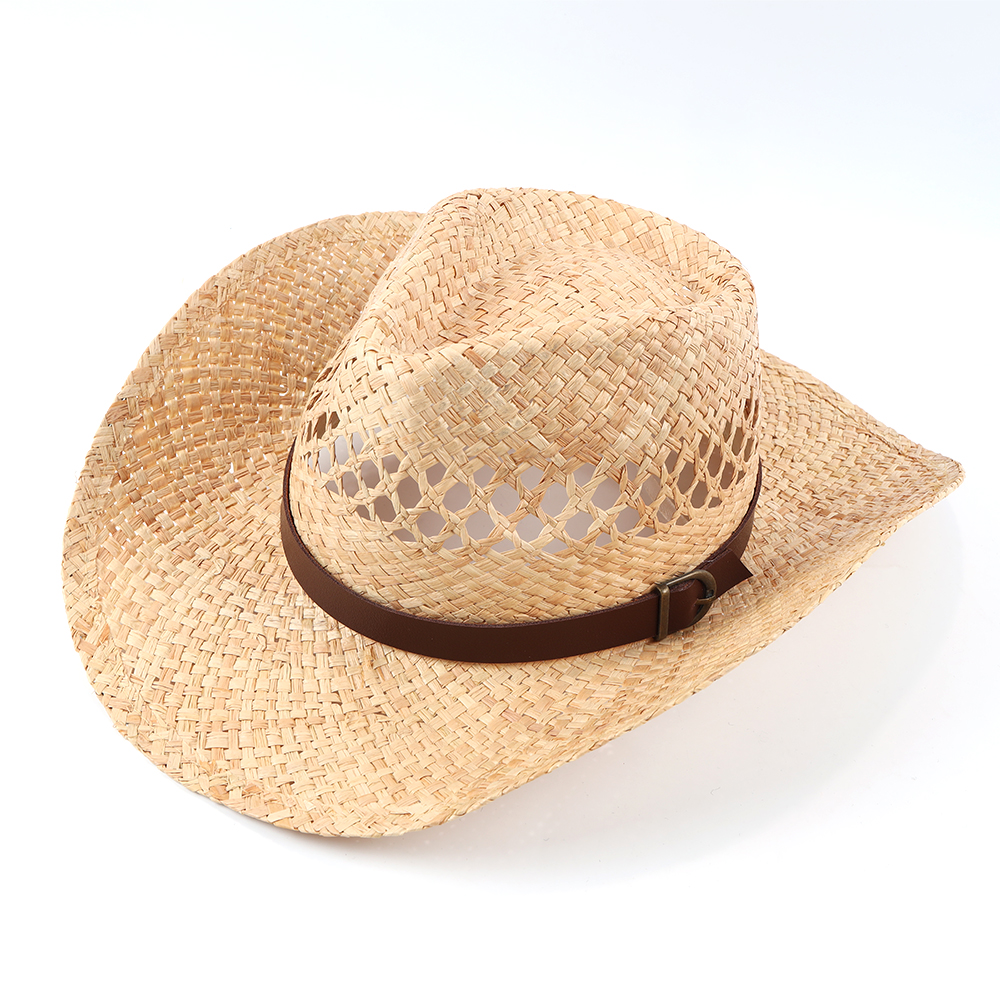 Natural Raffia Sombreros De Paja Pro Cowboy Cowgirl Straw Sun Hats for Men