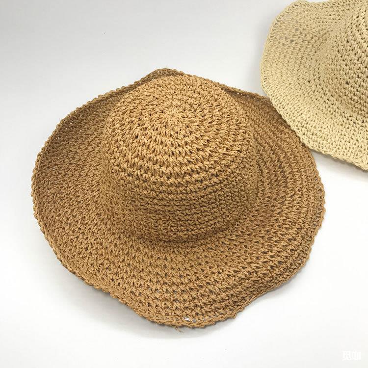 Customized logo handmade crochet paper straw hat