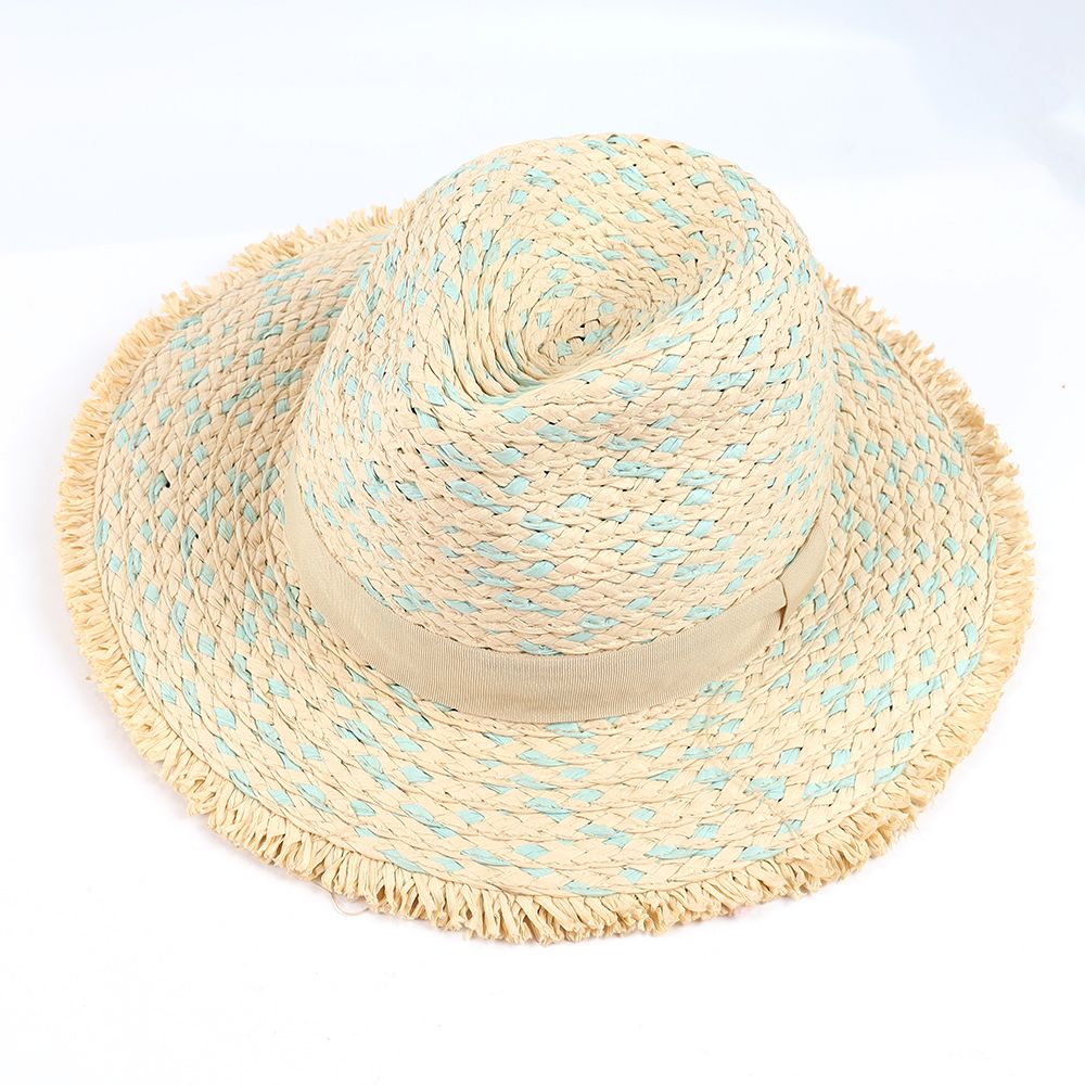 Raw Edge Panama Fedora Raffia Natural Straw Hat