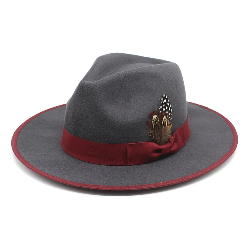 Panama Fedora Felt Hat With Feather