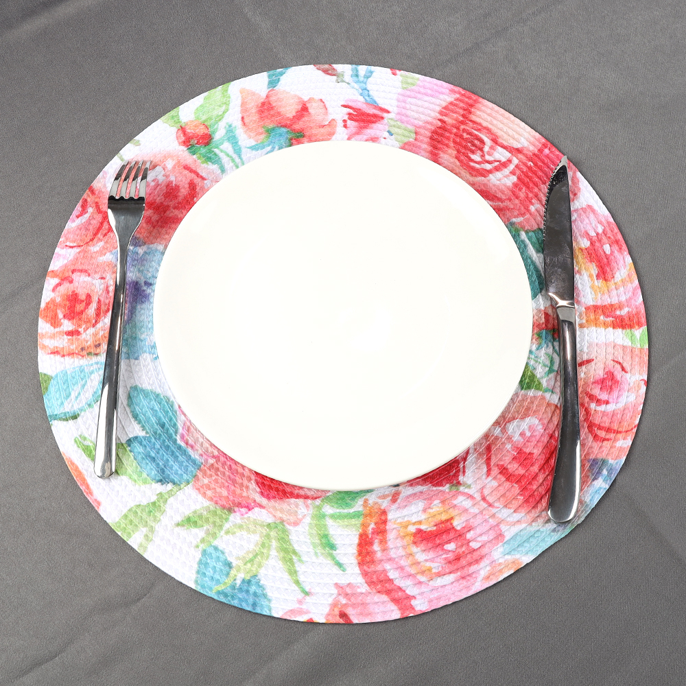 Custom Bulk Washable Round Straw Place Meal Table Mat Topper Placemat Set