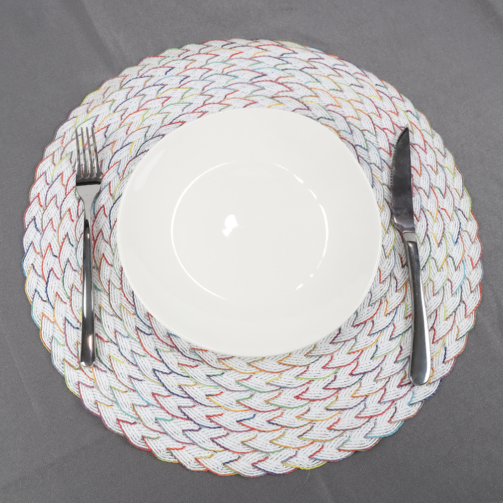 Multicolor Embellishments Table Mats for Dining Tables Woven