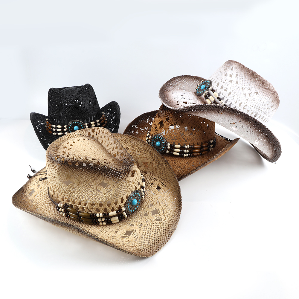 Straw Cowboy Hat Men's Women's Classic Vintage Western Straw Cowgirl Hat Sun hat