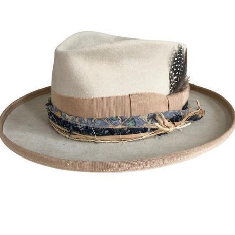 Australian Wool European and American Style Woolen Curled Edge Jazz Hat Feather Big Brim Top Hat Color Matching Hat