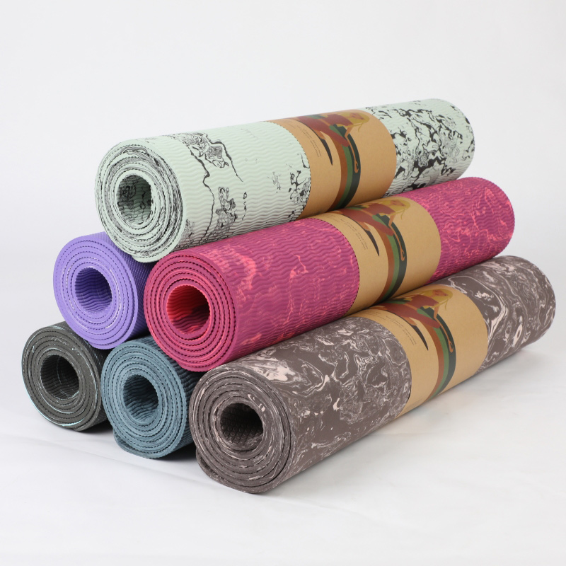 Custom Print and Wholesale Double Layer Yoga Mats Eco Friendly TPE Yoga Mat Non Slip for Women (2)n04