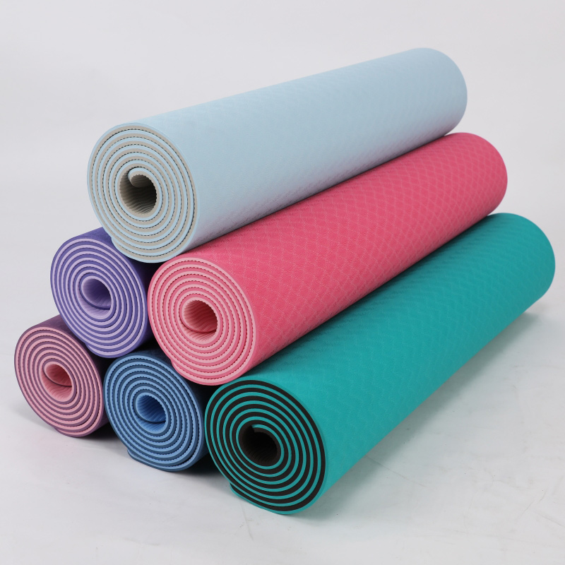 Custom Print and Wholesale Double Layer Yoga Mats Eco Friendly TPE Yoga Mat Non Slip for Women (3)nun