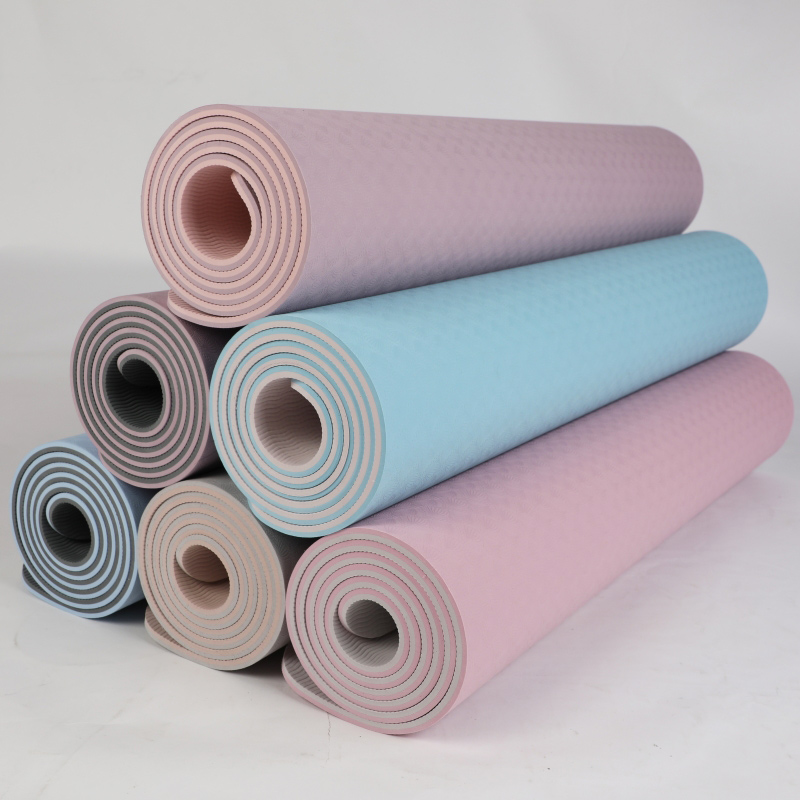 Custom Print and Wholesale Double Layer Yoga Mats Eco Friendly TPE Yoga Mat Non Slip for Women (1)6xv