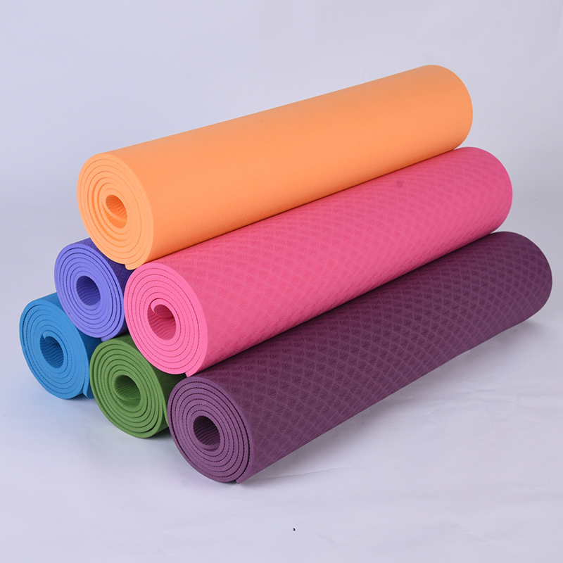 Wholesale Bulk Anti Slip Custom Logo Single Color 6mm Thick Eco Friendly TPE Foam Yoga Mats (4)6nv