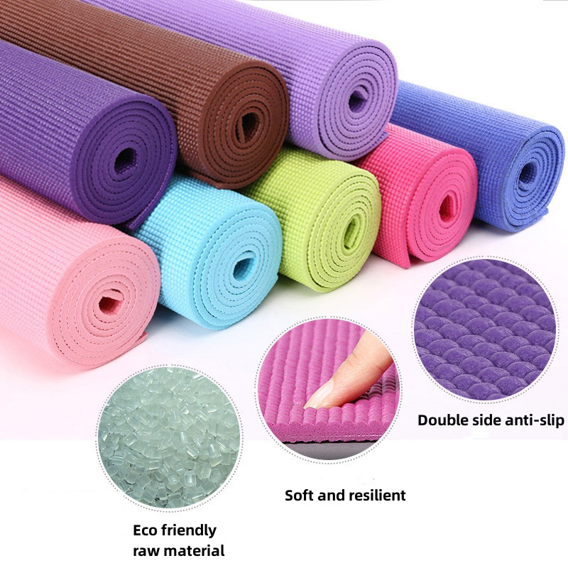 Foshan Factory Wholesale Cheap PVC Foam Yoga Mats Beige Yoga Mat Personalizable Workout Mat with Carrying-Strap for Yoga (7)07o