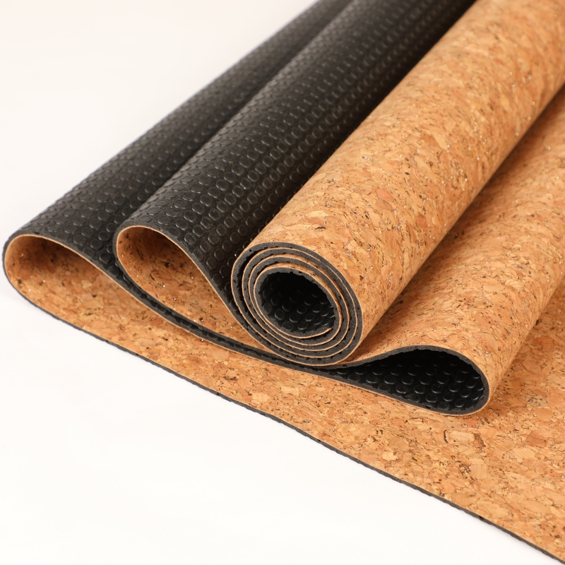 Non-slip Cork Natural Rubber Customized yoga mats (1)pgw