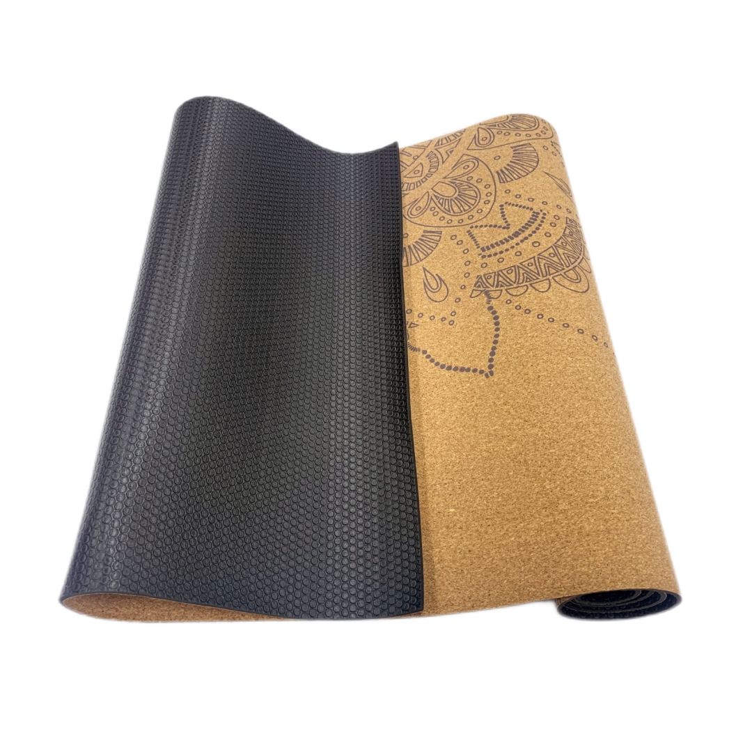 Custom Print Organic Natural Cork Rubber Yoga Mat Cork Set (4)kd3